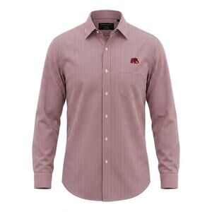 Vintage Kenneth Gordon Red Embroidered Striped Button-Up Shirt Men Size XL